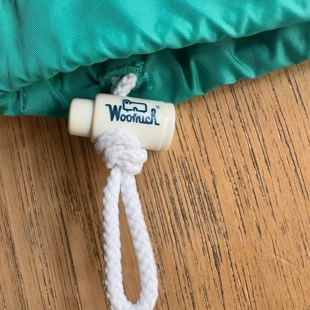 WOOLRICH Vintage Jade Green Lightweight Hooded Windbreaker Cinched Jacket SM-MED